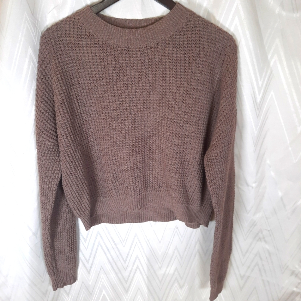 Taupe Knit Cropped Sweater
